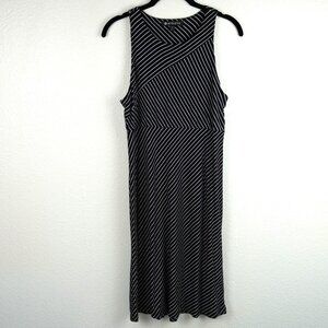 Athleta‎ Black White Striped Sleeveless Midi Dress Size M